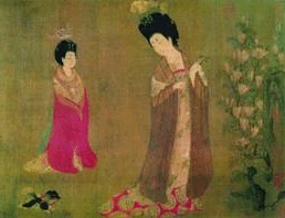 簪花仕女图（局部） 中国画（卷） 绢本设色 46cm×180cm 周昉 唐（传） 辽宁省博物馆